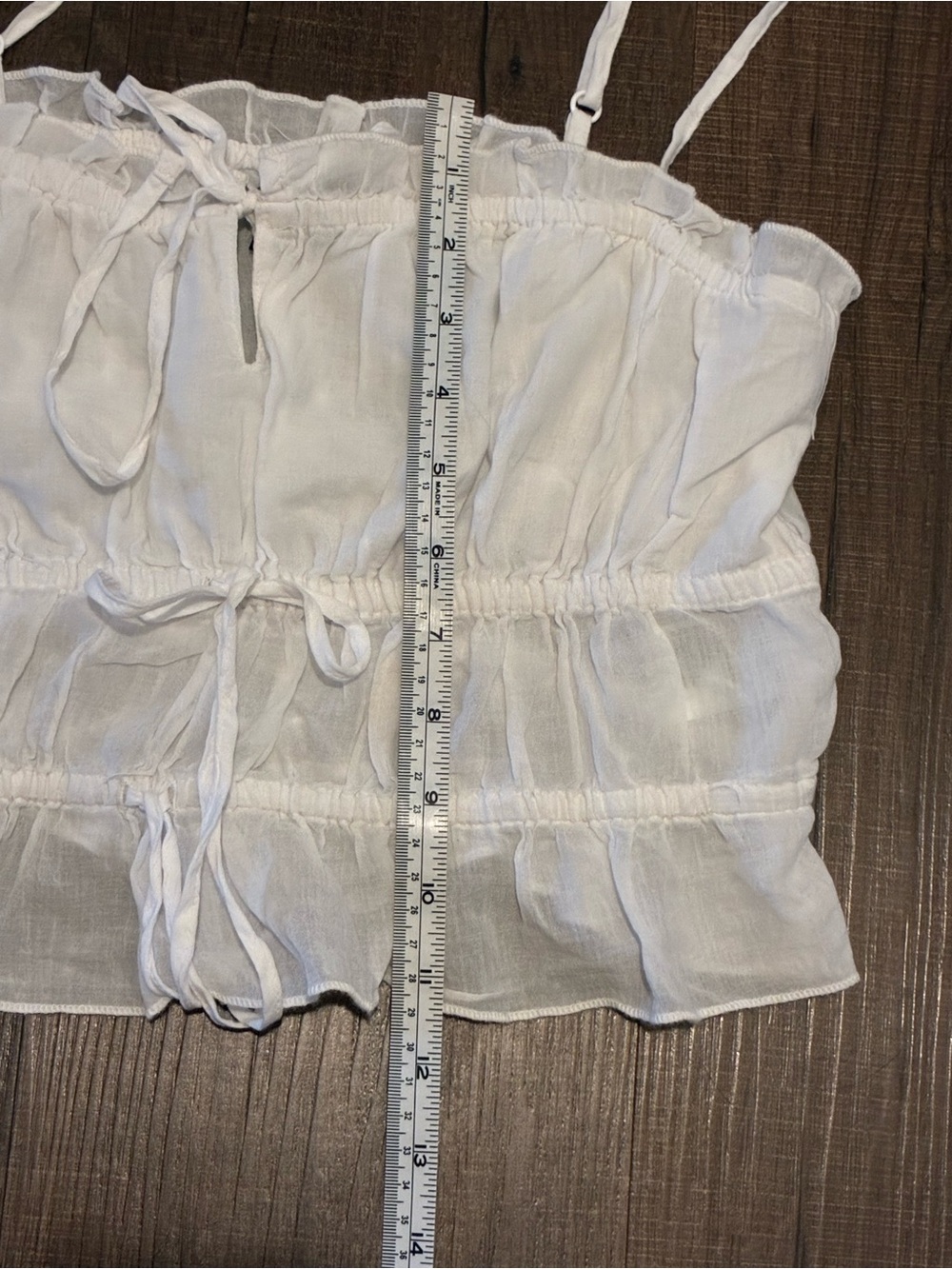 American Eagle Outfitters White Ruffle Tie-Front Camisole - Picture 6 of 6
